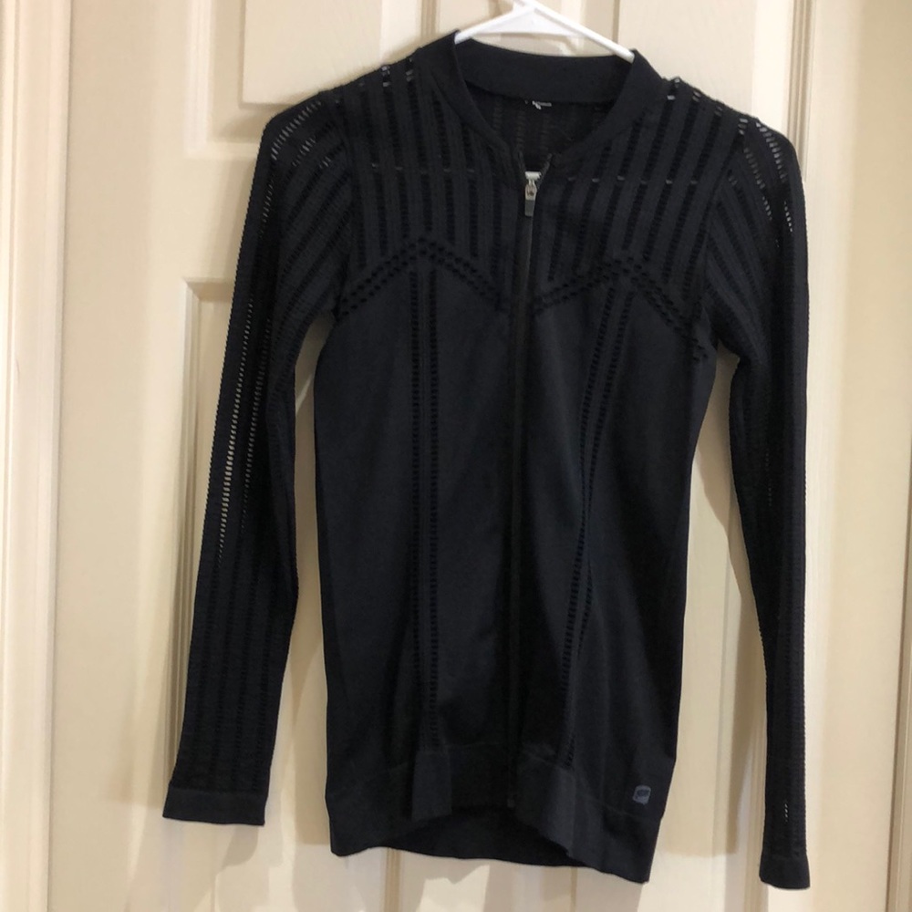 Fabletics Women's Black Long Sleeve Zip-Up Knit Sweater